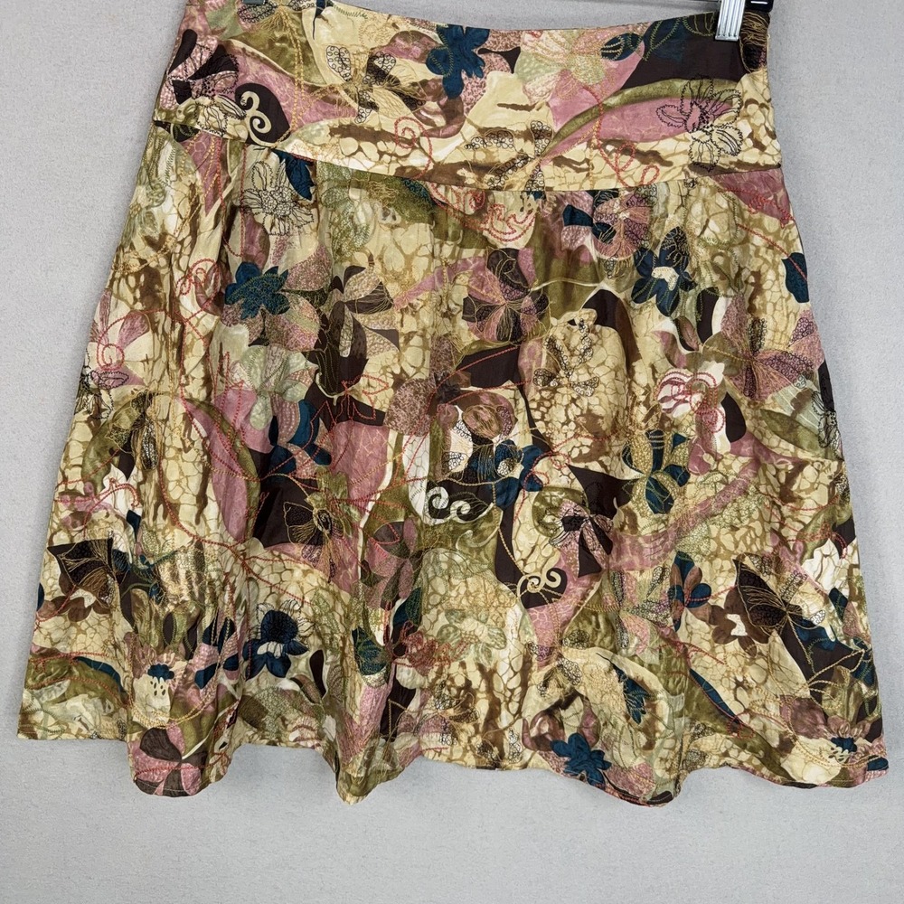Chicos Skirt Womens 2.5 Colorful Silk Embroidered Floral Boho Luxury Flowy - Picture 4 of 12